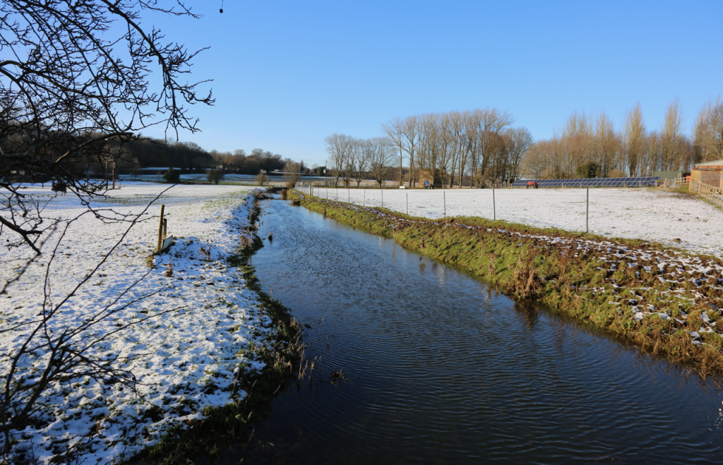 Snowy scenes on the Beane at White Hall Farm, 2021